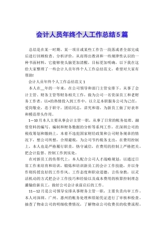 会计人员年终个人工作总结5篇