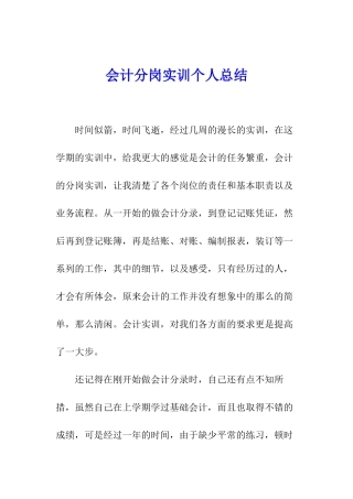 会计分岗实训个人总结