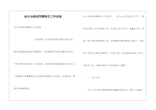 会计出纳试用期转正工作总结