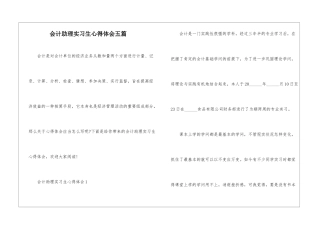 会计助理实习生心得体会五篇