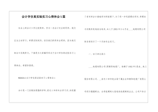 会计学仿真实验实习心得体会5篇