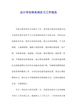 会计学在税务局实习工作报告