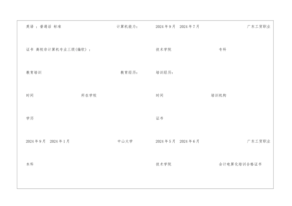 会计学求职简历表格_第3页