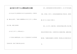 会计实习工作个人心得体会范文五篇