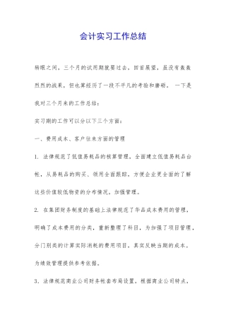 会计实习工作总结-