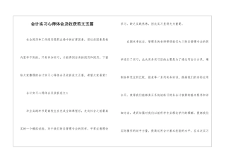 会计实习心得体会及收获范文五篇