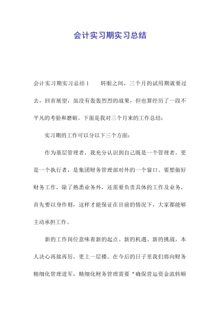 会计实习期实习总结