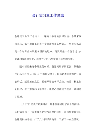 会计实习生工作总结