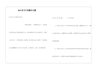 会计实习计划集合五篇