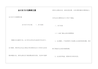 会计实习计划集锦五篇