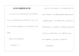 会计实习问题反馈心得5篇