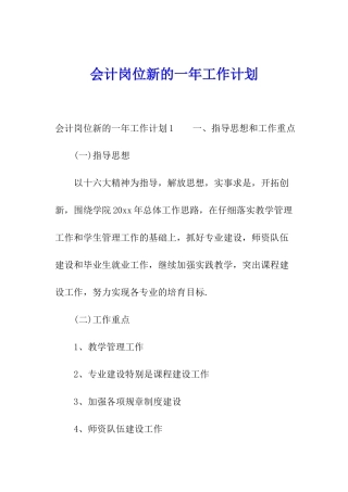 会计岗位新的一年工作计划