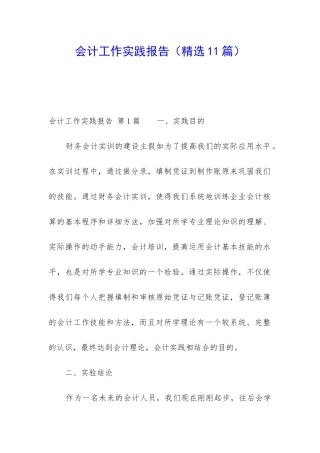 会计工作实践报告