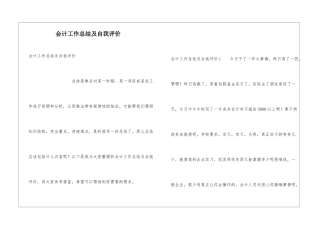 会计工作总结及自我评价