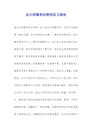 会计师事务所寒假实习报告-