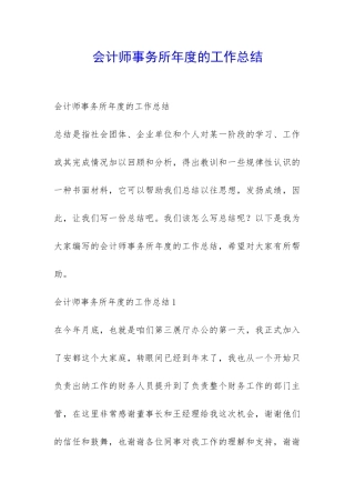 会计师事务所年度的工作总结-