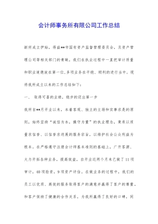 会计师事务所有限公司工作总结-