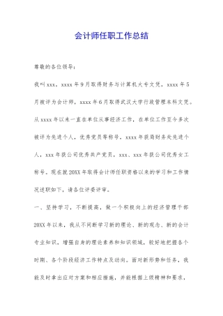 会计师任职工作总结-