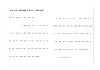 会计年终工作总结及工作计划