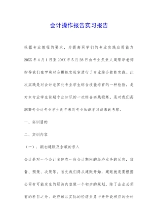 会计操作报告实习报告-