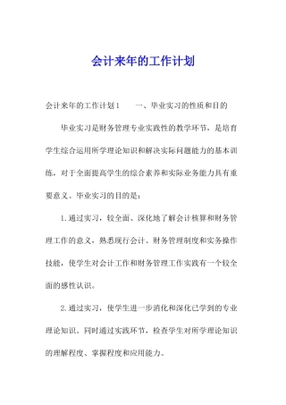 会计来年的工作计划