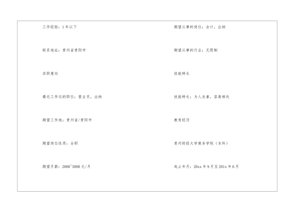 会计求职简历模板_第2页