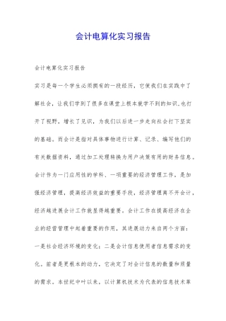 会计电算化实习报告-