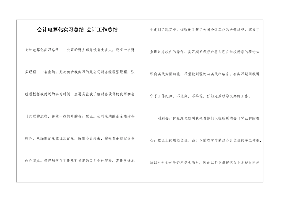 会计电算化实习总结-会计工作总结_第1页