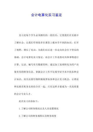 会计电算化实习鉴定