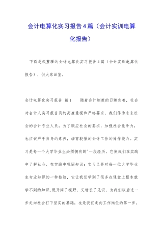 会计电算化实习报告4篇