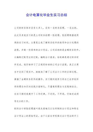 会计电算化毕业生实习总结-