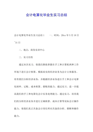 会计电算化毕业生实习总结