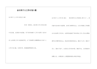 会计的个人工作计划5篇