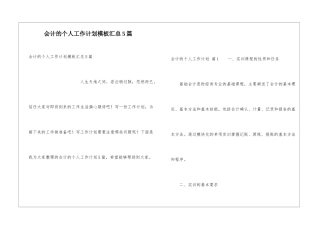会计的个人工作计划模板汇总5篇