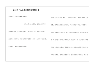会计的个人工作计划模板锦集十篇