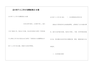 会计的个人工作计划模板集合10篇