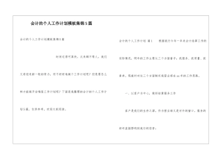 会计的个人工作计划模板集锦5篇
