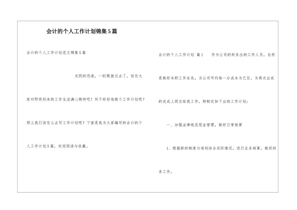 会计的个人工作计划锦集5篇_第1页