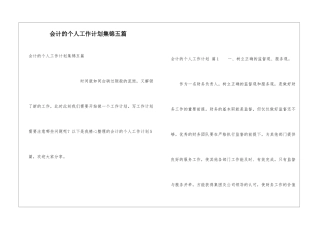 会计的个人工作计划集锦五篇