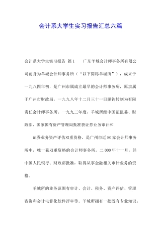 会计系大学生实习报告汇总六篇