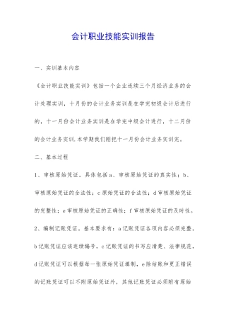 会计职业技能实训报告-