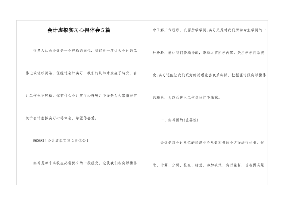 会计虚拟实习心得体会5篇_第1页