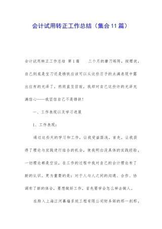 会计试用转正工作总结