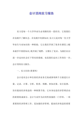 会计顶岗实习报告