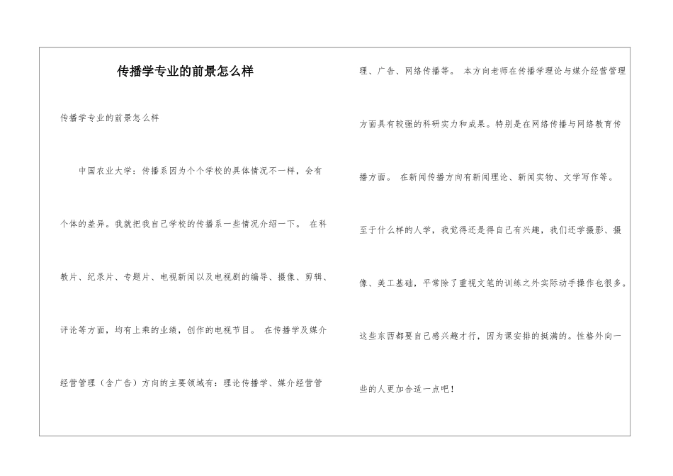 传播学专业的前景怎么样_第1页