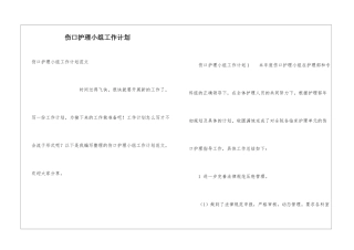 伤口护理小组工作计划
