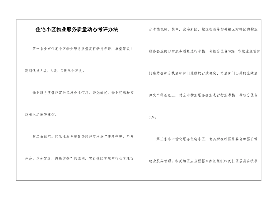 住宅小区物业服务质量动态考评办法_第1页