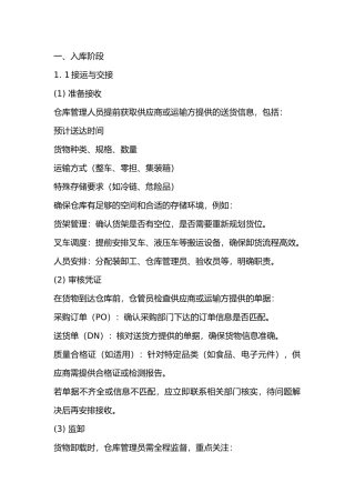 仓储部门操作规程