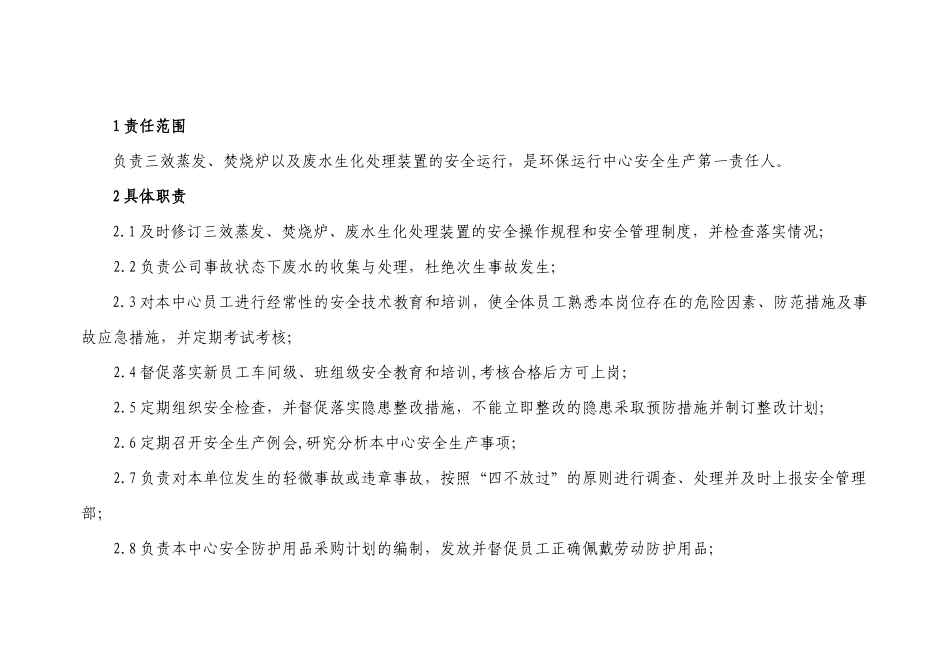 环保运行中心主任的安全职责_第1页