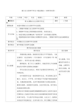 《独立自主的和平外交》名校教案